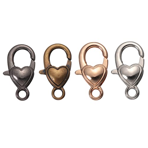 SEWACC 40 Stück Teiliges Herzform Lobster Verschluss Legierung Bunte Karabiner für DIY Schmuckherstellung Schlüsselanhänger und Taschenzubehör Langlebige Charms für Kreative von SEWACC