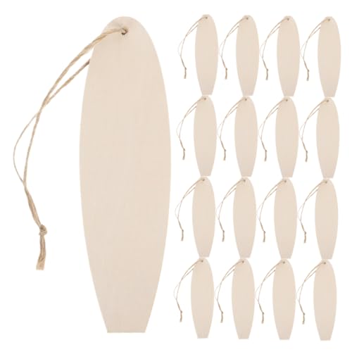 SEWACC 40 Stück Unlackierte Surfbrett Holz Ausschnitte für Diy Handwerk Robuste Holzdekorationen für Sommer Strand Deko Malen und Basteln mit Aufhängeschnur von SEWACC
