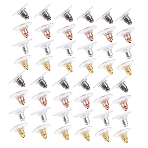 SEWACC 400 Stück DIY Ohrstecker Verschlüsse Ohrstopper Ohrring Zubehör Metall Ohrplugs Rosen Gold Gold Silber Dunkelgrau Langlebig Leicht und Glatt für Sichere Ohrringe von SEWACC