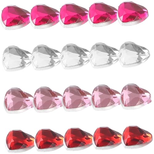 SEWACC 400 Stück Herzförmige Flache Acryl Strasssteine zum Basteln Glänzende DIY Flatback Dekosteine für Handyhüllen Hochzeitsdeko Kleidung und Schmuckgestaltung Mix Rosa Weiß von SEWACC