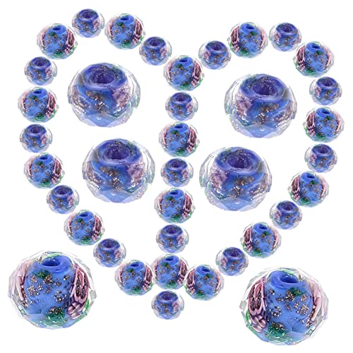 SEWACC 40stücke Azurblaue Steinperlen Perlen Mit Blumenmuster Lose Perlen Für Diy Armbänder Und Schmuckherstellung von SEWACC