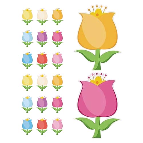 SEWACC 45 Stück Bunte Blumenausschnitte für Bastelprojekte Dekorative Papierformen mit Klebepunkten für Diy und Klassenzimmerdekoration von SEWACC
