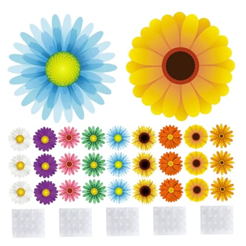 SEWACC 45 Stück Papier Sonnenblumen Ausschnitte Realistische Wanddekoration für Sommer Schule und Partys für Klassenzimmer und Heimfeiern Klebepunkte von SEWACC