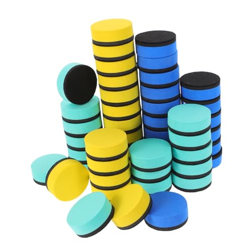 SEWACC 48 Stück Teiliges Mini Rund Eva Filz Magnet Radiergummi für Whiteboards Robuste Reinigungspads für Lehrer für Klassenzimmer Büro und Zuhause von SEWACC