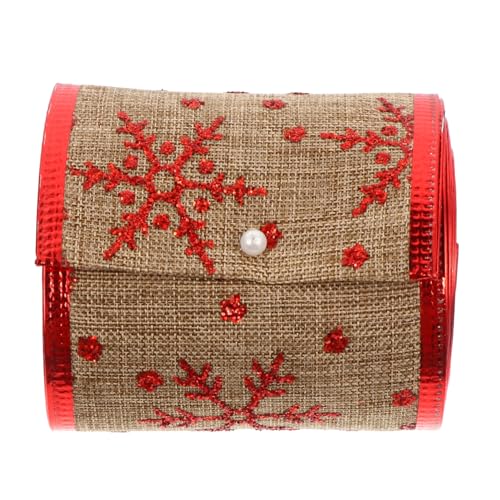 SEWACC 5 Goldener Garngürtel Blau Weihnachtsband Mit Verdrahteten Kanten Pastellband Rotes Band Urlaub Sackleinenband Weihnachtsband Zum Verpacken Wickelband Für Schleife Hanfimitat von SEWACC