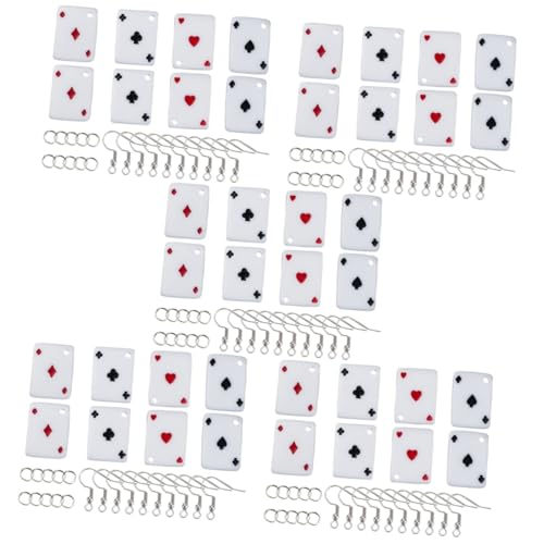 SEWACC 5 Kisten Spielkarten-Ohrringe Poker Spielkarten-tropfenohrringe Pik-Ass-Ohrringe Zauber Spielen DIY Ohrringe Ornament Sprungringe Spielkartenanhänger Empfindlich Harz Charme von SEWACC