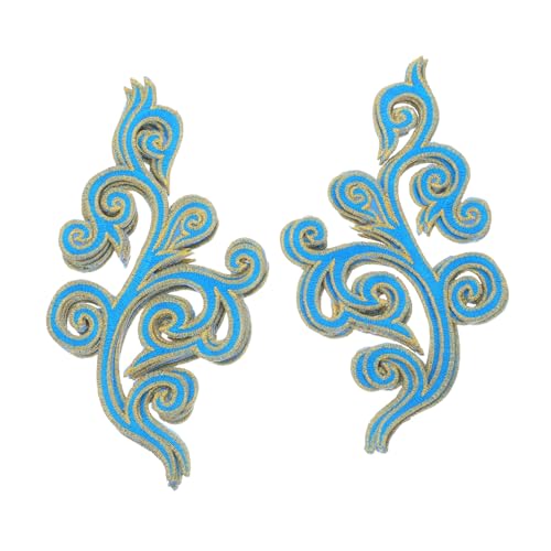 SEWACC 5 Paare Stickerei Applikationen Barock Wolkenform Bügelflicken zum Aufnähen Vielseitige Dekoration für Hochzeitskleider Chinesische Cheongsam Kleider Hemdverzierungen See Blau von SEWACC
