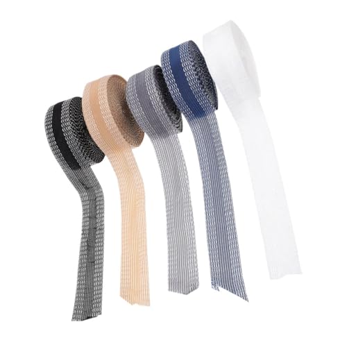 SEWACC 5 Rollen Bügelsaumband zum Aufbügeln Selbstklebend Waschfest zum Kürzen von Hosenbeinen Jeansflicken Vielseitig für Hosen Röcke Kleider Dekoratives Stoffband Farbig Sortiert von SEWACC