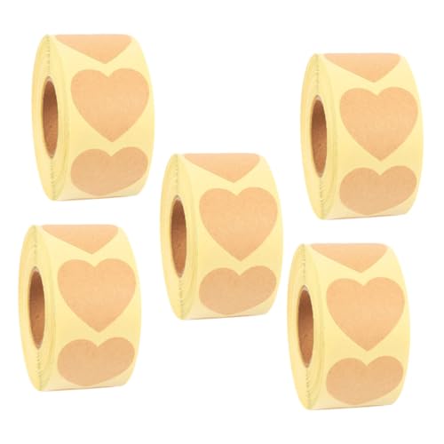 SEWACC 5 Rollen DIY Kraftpapier Aufkleber mit Herzmuster Selbstklebend Natürliche Braune Geschenksticker für Scrapbooking Verpackung Geschenke Notizbücher Vielseitig Einsetzbar SEWACC 5 Rollen DIY Kraftpapier Aufkleber mit Herzmuster Selbstklebend Natürliche Braune Geschenksticker für Scrapbooking Verpackung Geschenke Notizbücher Vielseitig Einsetzbar von SEWACC