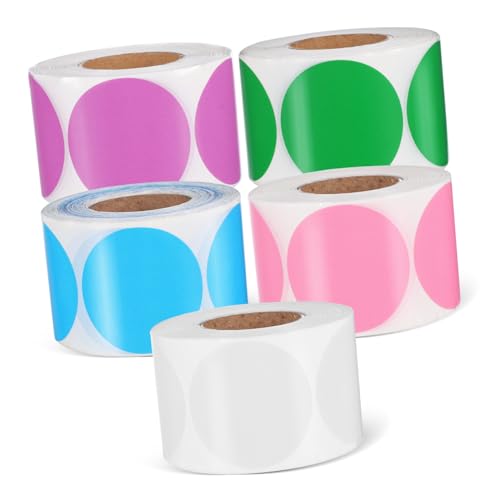 SEWACC 5 Rollen Runde Selbstklebende Aufkleber Farbiges Etikettenpapier für Büroorganisation Klassifizierung und Wasser und Ölbeständig Schnelles Drucken Rückstandsfrei Abziehbar SEWACC 5 Rollen Runde Selbstklebende Aufkleber Farbiges Etikettenpapier für Büroorganisation Klassifizierung und Wasser und Ölbeständig Schnelles Drucken Rückstandsfrei Abziehbar von SEWACC