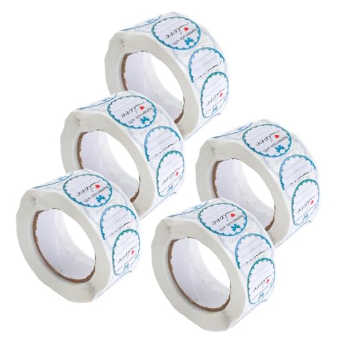 SEWACC 5 Rollen Selbstklebende Rundetiketten für Handgemachtes Schreibbare Etiketten mit für Flaschen Gläser und Kleine Unternehmen Hochwertige Verpackungsbeschriftungen von SEWACC