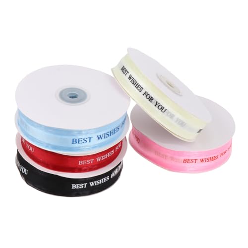 SEWACC 5 Rollen Teiliges Satinband Breit Dekoratives Geschenkband für DIY Geschenkverpackung Hochzeit Cake Decor Vielseitiges Schleifenband in Schwarz Hellblau Rosa von SEWACC