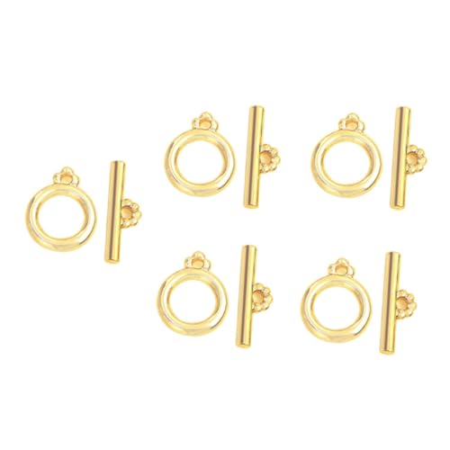 SEWACC 5 Sätze Bar Verschlüsse mit Endkappen für DIY Schmuck Goldene Metallverbindungen für Armbänder und Langlebige und Einfache Anwendung für Schmuckherstellung und Reparatur von SEWACC