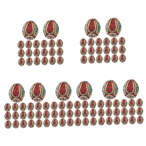 SEWACC 5 Sätze Schmuckperle Vintage Abstandsperlen Spacer Herstellung Nepalesische Perlen Dekorative Lose Perlen Bastelperlen Mit Löchern Perlen Für Schmuck Messing 20 Stück * 5 von SEWACC