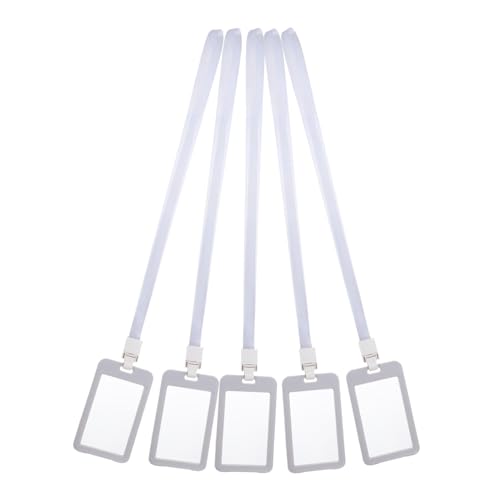 SEWACC 5 Stück Ausweishalter Kartenkarton Karteninhaber Ausweiskartenhalter Neckkartenhalter Ärmel mit Abzeichen Kreuzfahrtkartenhalter Lanyards Kartenhalter Grau von SEWACC