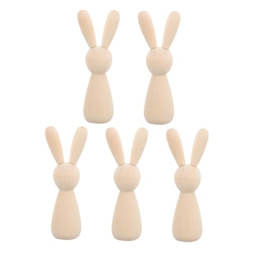 SEWACC 5 Stück Block Holz Kaninchendekorationen Kaninchen- Figur Tisch Ornament Hase Frühlingsdeko Für Zu Hause Miniatur Häschen-statue Unvollendetes Holzhandwerk Bunny Craft Beige SEWACC 5 Stück Block Holz Kaninchendekorationen Kaninchen- Figur Tisch Ornament Hase Frühlingsdeko Für Zu Hause Miniatur Häschen-statue Unvollendetes Holzhandwerk Bunny Craft Beige von SEWACC