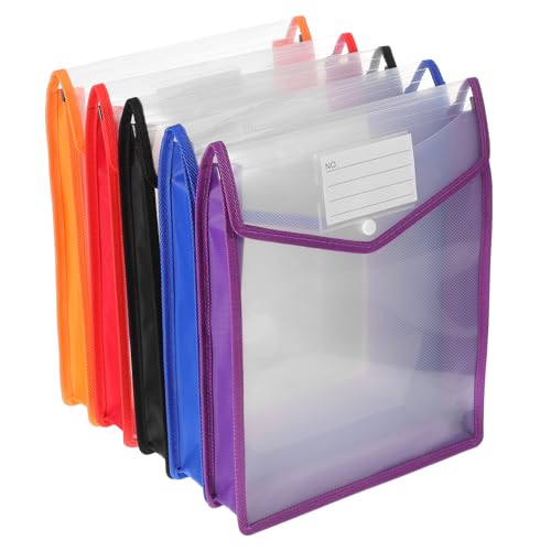 SEWACC 5 Stück Dokumentenordner Transparent Fächermappen mit Etikettentasche Erweiterbare Aufbewahrung für Bürobedarf für Home Office und Effiziente Organisation von SEWACC
