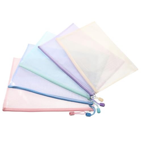 SEWACC 5 Stück Dokumententaschen aus Wasserdichtem Kunststoff mit Reißverschluss Transparente Mesh aufbewahrungstaschen für Büro Schule und Reise Praktische Organisationsbeutel SEWACC 5 Stück Dokumententaschen aus Wasserdichtem Kunststoff mit Reißverschluss Transparente Mesh aufbewahrungstaschen für Büro Schule und Reise Praktische Organisationsbeutel von SEWACC