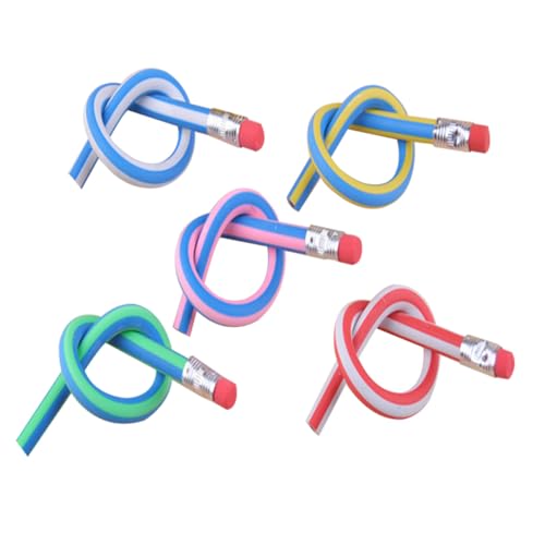 SEWACC 5 Stück Flexible Biegbar Schreibstifte mit Radiergummi Kinderfreundlich Gemischt als für Jungen und Mädchen zum Schreiben und Basteln von SEWACC