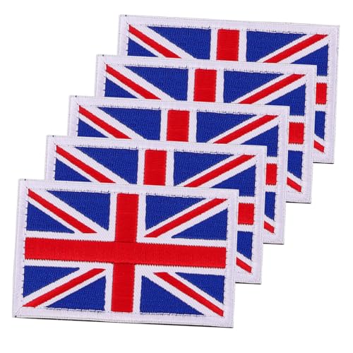 SEWACC 5 Stück Handgefertigte Bestickte Union Jack Aufnäher Uk Flagge Applikationen Strapazierfähiger Stoff zum Aufnähen für Kleidung Rucksäcke Hüte Vielseitige Diy-verzierung von SEWACC