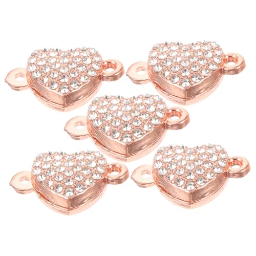 SEWACC 5 Stück Herzförmige Magnetverschlüsse für Armbänder Schmuckherstellung Legierung Glänzende DIY Schmuckverschlüsse Roségold Einfach zu Bedienen für von SEWACC