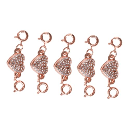 SEWACC 5 Stück Herzförmige Magnetverschlüsse für Halsketten DIY Schmuckverschluss Roségold Leicht Reparatur Verbindungsklammern für Armbänder Charm Zubehör von SEWACC
