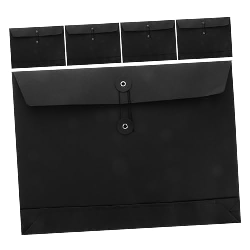 SEWACC 5 Stück Kraftpapier Dokumentenumschläge Große Kapazität Eleganter Aktenordner mit Knopfverschluss für Büro Meetings und Geschäftsreisen von SEWACC