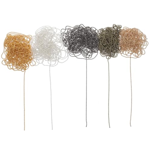 SEWACC 5 Stück Metall Kugelkette DIY Perlenkette Silber Gold Antik Gunmetal Schmuckzubehör für Halsketten Schlüsselanhänger Dekoration SEWACC 5 Stück Metall Kugelkette DIY Perlenkette Silber Gold Antik Gunmetal Schmuckzubehör für Halsketten Schlüsselanhänger Dekoration von SEWACC