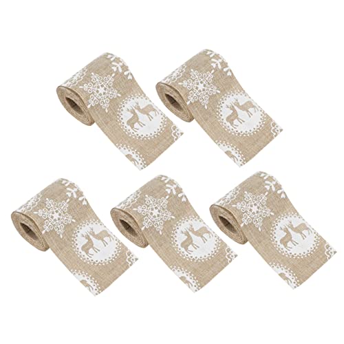 SEWACC 5 Stück Sackleinen Bedrucktes Gurtband Perlenstränge Zum Verzieren Weihnachtshandwerk Weihnachtsdekorationen Verpackung Und Band Weihnachtsband Für Handwerk Schleife Feines Leinen SEWACC 5 Stück Sackleinen Bedrucktes Gurtband Perlenstränge Zum Verzieren Weihnachtshandwerk Weihnachtsdekorationen Verpackung Und Band Weihnachtsband Für Handwerk Schleife Feines Leinen von SEWACC