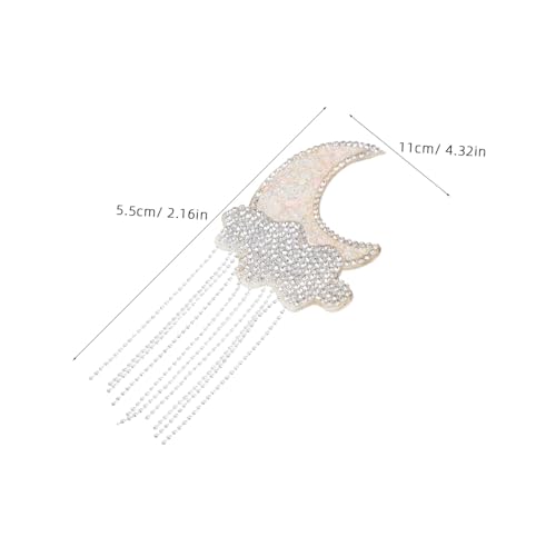 SEWACC 5 Stück Selbstklebende Glitzer-mond Wolken Patches mit Strass-tassel Dekorative Applikationen zum Aufbügeln DIY Reparatur und Verschönerung von Kleidung Jeans Taschen Handyhüllen von SEWACC