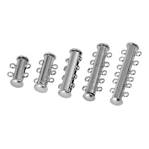 SEWACC 5 Stück Silberne Multi Strang Magnetverschluss Röhrenverschluss Connectoren für Schmuckherstellung für und Armbänder von SEWACC