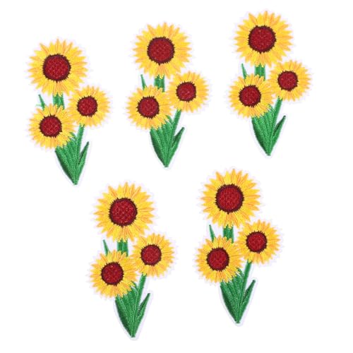 SEWACC 5 Stück Teiliges Blumen Aufnäher zum Aufbügeln Bestickte Eisen Patches für Jacken Hüte Taschen Vielseitige Reparatur und Dekorationsflicken für Kleidung und Accessoires von SEWACC