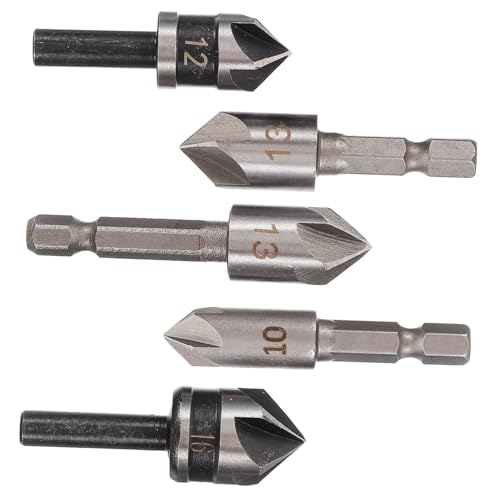 SEWACC 5 Stück Teiliges Countersink Bohrer Set mit Rundschaft und Sechskantschaft Langlebige Präzise Entgratung für Holz und Metall Schnelles Chamfering für Profis und Heimwerker SEWACC 5 Stück Teiliges Countersink Bohrer Set mit Rundschaft und Sechskantschaft Langlebige Präzise Entgratung für Holz und Metall Schnelles Chamfering für Profis und Heimwerker von SEWACC
