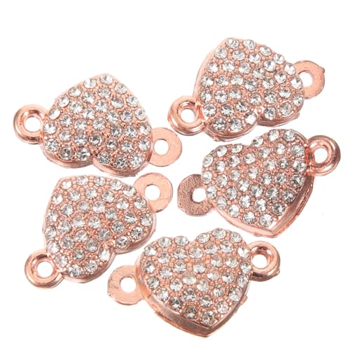 SEWACC 5 Stück Teiliges Herzförmige Magnetverschlüsse aus Metall für DIY Schmuckherstellung Glänzende Rosenvergoldung Geeignet für Armbänder Halsketten und Charm armbänder Einfache von SEWACC