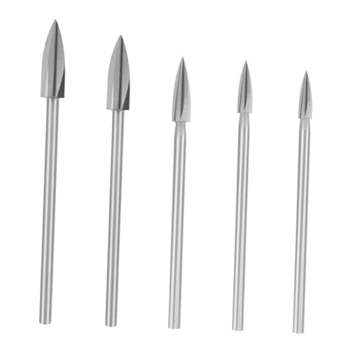 SEWACC 5 Stück Teiliges Holzschnitzwerkzeuge Hochgeschwindigkeitsstahl Tricuspid gravurfräser Schaft Kompatibel mit Rotationswerkzeugen Präzise Holzbohrer für DIY Holzarbeiten von SEWACC