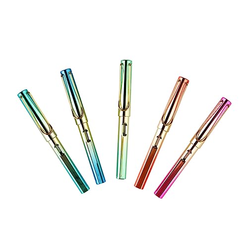 SEWACC 5 Stück Teiliges Kalligraphie Füllfederhalter für Studenten Metallstifte Üben Nachfüllbar und Tragbar Modernes Design für Flüssiges Schreiben von SEWACC