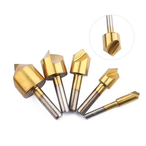 SEWACC 5 Stück Teiliges Kegelsenker Set aus Kobaltstahl Hohe Härte Rostfrei zum Entgraten und von Kunststoff Aluminium Kupfer Isolierplatten und PVC von SEWACC