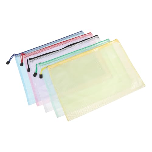 SEWACC 5 Stück Teiliges Mesh Zipper Pouch Wasserdichte Halbtransparente Kunststoff Dokumententaschen mit Farbigem Netz Weich Faltbar für Schule Büro Reise und Aufbewahrung SEWACC 5 Stück Teiliges Mesh Zipper Pouch Wasserdichte Halbtransparente Kunststoff Dokumententaschen mit Farbigem Netz Weich Faltbar für Schule Büro Reise und Aufbewahrung von SEWACC