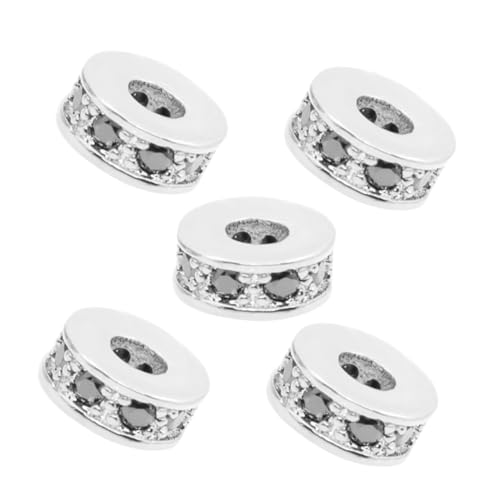 SEWACC 5 Stück Teiliges Metall Zircon Zwischenperlen Silber für DIY Schmuckherstellung Charm Spacer Perlen für Armbänder Halsketten Anhänger Langlebig und Modisch für Kreative von SEWACC