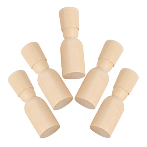 SEWACC 5 Stück Teiliges Naturfarbener Holzfiguren zum Bemalen Robuste DIY Holzpuppen für Kreative Bastelideen Pädagogisches Vielseitige Dekoration für Zuhause und Kunstprojekte von SEWACC
