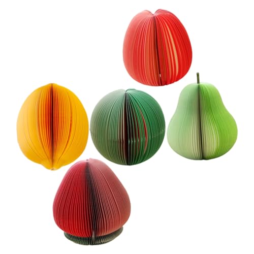 SEWACC 5 Stück Teiliges Obst Form Haftnotizen Selbstklebend Tragbare Memo Pads für Schule Büro Haushalt Praktische Notizzettel für To Do Listen Planer und Erinnerungen von SEWACC