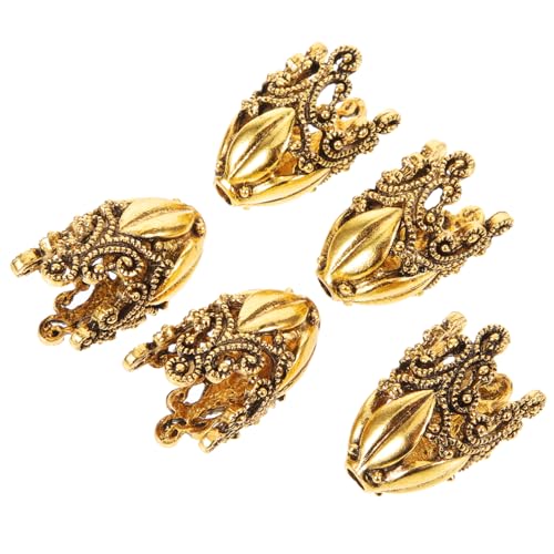 SEWACC 5 Stück Teiliges Schmuckzubehör Blütenblatt Perlenkappen Legierung Langlebige DIY Spacer Caps für Armbänder Halsketten und Ohrringe Antikgoldfarben Vielseitig für von SEWACC