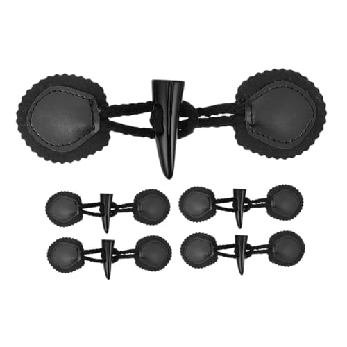 SEWACC 5 Stück Teiliges Set Schwarze Resin Hornknöpfe für Kleidung Diagonale Knebelverschlüsse für Mäntel und Strapazierfähige und Formschonende Knöpfe für Stilvolle Oberbekleidung von SEWACC