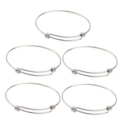 SEWACC 5 Stück Teiliges Verstellbares Edelstahl Armreif Erweiterbare Offene Bangle Bracelets für Damen Robustes DIY Schmuckzubehör Komfortabel und Modisch Vielseitig Kombinierbar von SEWACC