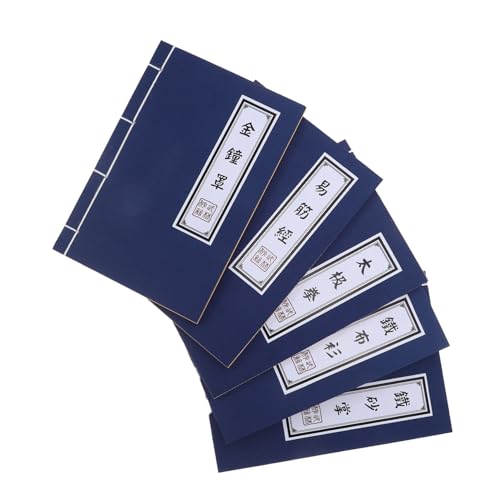 SEWACC 5 Stück Teiliges Vintage Kung-fu Notizbuch Leeres Retro Journal mit Traditionellem Chinesischem Fadenbindung Kraftpapier Schreibheft für Cosplay Tagebuch Kreative Notizen Schule von SEWACC