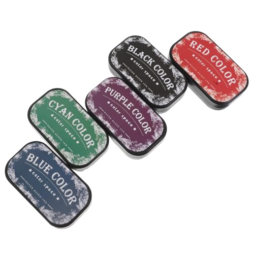 SEWACC 5 Stück Teiliges Vintage Stempelkissen Abwaschbare für Gummistempel für Scrapbooking Kartenherstellung und Kreative Bastelprojekte Schwarz Blau und Rot von SEWACC