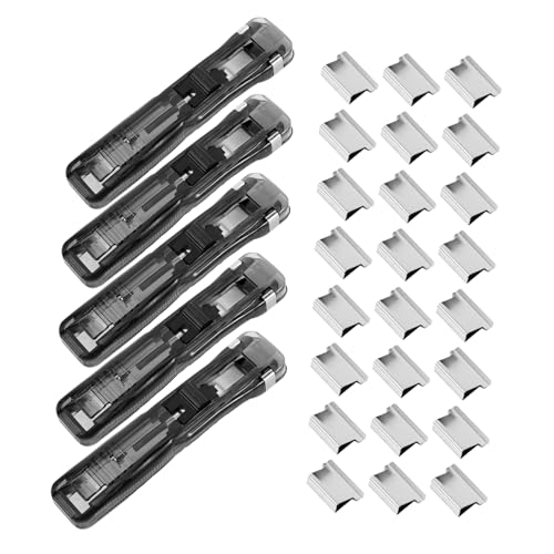 SEWACC 5 Stück Tragbarer Push Heftklammern Dispenser mit Nachfüllklammern Wiederverwendbare Papierklammern für Dokumentenorganisation SEWACC 5 Stück Tragbarer Push Heftklammern Dispenser mit Nachfüllklammern Wiederverwendbare Papierklammern für Dokumentenorganisation von SEWACC