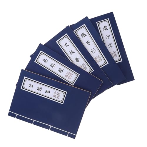 SEWACC 5 Stück Vintage Chinesisches Notizbuch mit Dickem Papier Handgebundenes Kung-fu-bezogenes Journal mit Leeren Blättern Retro Stil Kraftpapier Tagebuch für Schule Büro Cosplay und von SEWACC