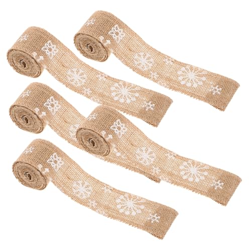 SEWACC 5 Stück weihnachtsband Leinen dekorativ Dekorationen Schüttgut Weiß Jute weihnachtsdeko ribbon dekoration weihnachten weihnachtlicher zierschmuck Druckband Verpackungszubehör von SEWACC