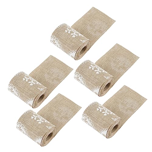 SEWACC 5 Stück weihnachtsverpackungsband dünn Sackleinen Einladung Weihnachtshandwerk Dekorationen weihnachtsdeko ribbon weihnachtsbaumband weihnachtsband Druckband feines Leinen von SEWACC